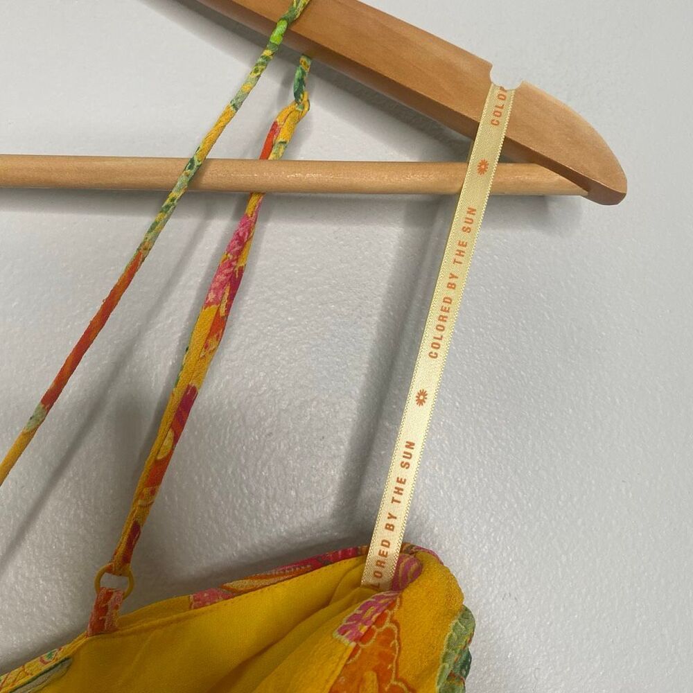 Farm Rio Macaw Bloom Tiered Maxi Dress Yellow Floral XS - Picture 16 of 16